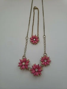 Nagelneu! Hot Pink Blume Halskette und Armband Set-Hippie/Boho - Bild 1 von 7