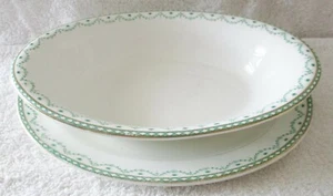 SELTEN 1896 John Maddock & Sons grün ADAMS Gemüseschale mit ovalem Unterteller - Bild 1 von 9