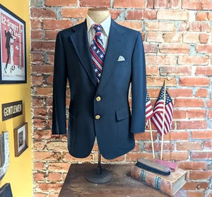 1980s Ralph Lauren POLO Univeristy Club Navy Blue Men's Vintage Suit Jacket 40S - Picture 1 of 9