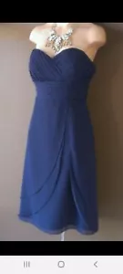 Bill Levkoff navy blue dress Sz 8, great for wedding! - Picture 1 of 7
