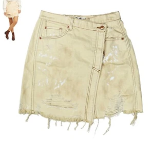 Free People 26W Distressed Style Fringe Hem Parker Collection Denim Skirt NWT - Picture 1 of 1