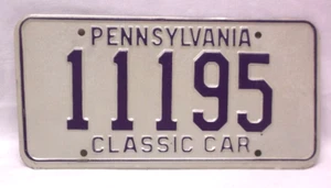 Pennsylvania Classic Car License Plate 11195 - Picture 1 of 2