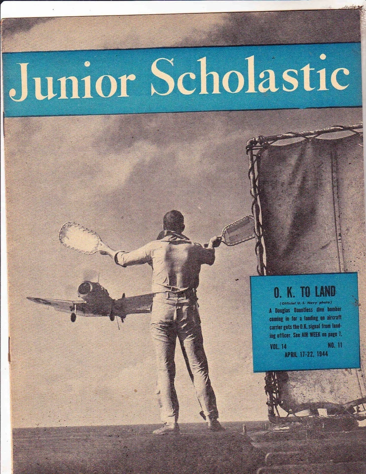 JUNIOR SCHOLASTIC MAGAZINE-APRIL 17 1944-O.K. TO LAND COVER - Image 1 of 1