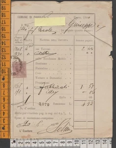 RICEVUTA PAGAMENTO IMPOSTE DEL 20.08.1900 CON MARCA, COMUNE DI PAVULLO [3079] - Imagen 1 de 1