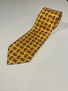 Brooks Brothers Makers gelbe Paisley geometrische Herren Seidenkrawatte hergestellt in den USA - Bild 1 von 4