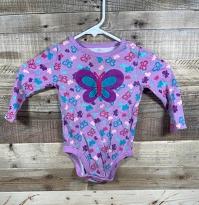 Garanimals Butterfly Purple Girls 18 Months Baby One Piece Long Sleeve Bodysuit - Picture 1 of 3