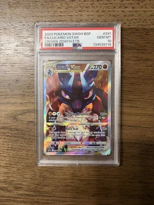2023 POKEMON SWSH BLACK STAR PROMO #291 FULL ART LUCARIO VSTAR PSA 10 GEM MINT - Image 1 of 2