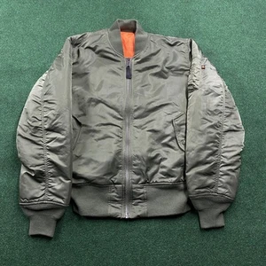 Vintage Alpha Industries MA-1 Jacket Mens M Green Flight Aviator Bomber Coat - Picture 1 of 9
