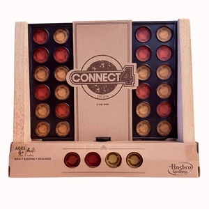 Connect 4 Board Game Rustic Wooden Edition Hasbro Retro Style Fun Strategy Game - Picture 1 of 13