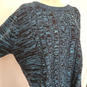 Suéter Y2K Azul y Negro 2X Tejido con Cable Manga 3/4 Pullover Top CAPAS Moody - Imagen 1 de 8