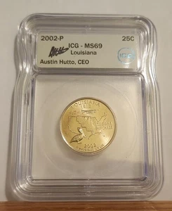 2002-P ICG MS69 LOUISIANA State Quarter Business Strike 25C AUSTIN HUTTO SIGN - Picture 1 of 4