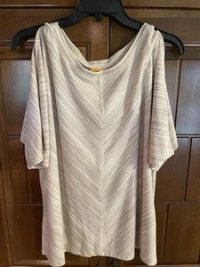 Ruby Rd Cold Shoulder Sleeve Tan Top Sz PXL - Picture 1 of 5