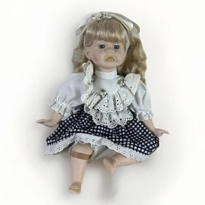 Vintage Crying Porcelain Doll with Bunny Ear Hat! Tear Drops. Bandaid Knee - Picture 1 of 11