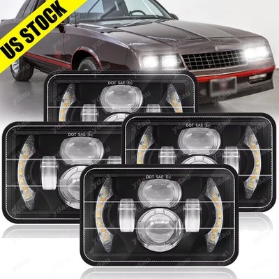 适用于雪佛兰 Monte Carlo SS 1980 - 1988 4PCS 4x6 英寸 LED 车头灯 高低光束 — 第 1/4 张图片