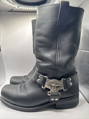 Harley Davidson 98408 Hombres EE. UU. 9,5 M Botas de Motocicleta Cuero Negro Arnés Botas Foto 1 de 4