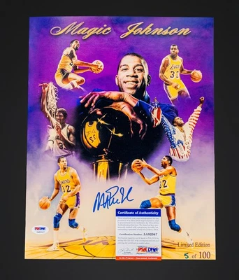 Magic Johnson Autographed 11x14 Photo Limited 5/100 PSA 5A82047 - Image 1 of 4