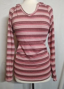 WOMENS HANGER 55 MULTICOLOR L/S HOODED SWEATER SIZE L NWOT - Picture 1 of 5