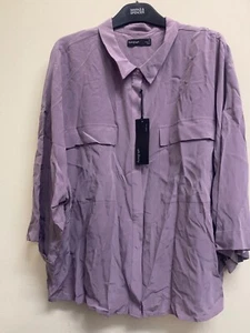 M&S Autograph Pure Silk Purple Top Blouse UK 22 - Picture 1 of 11