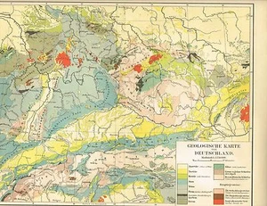 MAPA GEOLÓGICO DE ALEMANIA 1886 Gráfico Original - Imagen 1 de 1