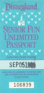 Disneyland 1989 Senior Fun Unlimited Passport Used Theme Park Souvenir 106839 - Picture 1 of 2