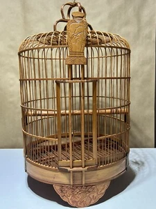 Q-Vintage antiker Bambus-Vogelkäfig. Asiatisch, Boho Chic. - Bild 1 von 9