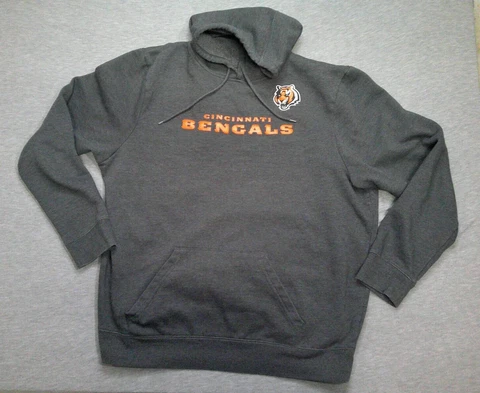 Cincinnati Bengals Hoodie Mens 2XL Grey Majestic Long Sleeve Sweatshirt Cover
