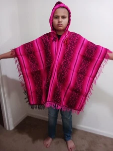 Peruvian poncho andean community large size multicolor warm winter - Picture 1 of 12