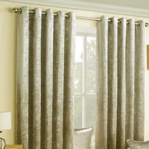 Cortinas de ojales forradas de terciopelo Velva naturales - Imagen 1 de 10
