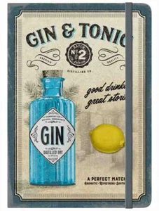 Nostalgic Art A5 Notebook GIN & TONIC Retro 128 pages 21 x 14.5cm Embossed - Picture 1 of 3