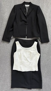 TAHARI Arthur S Levine Black Blazer, Skirt, Blouse Combo Set - Women Sz 10 - Picture 1 of 23