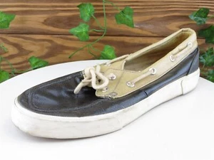 Polo Ralph Lauren Sz 10 Boat Shoe Gray Coated Canvas Men Lace Up Lander Medium - Picture 1 of 11