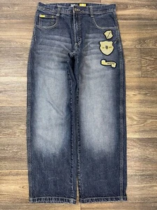 Y2k Southpole Yellow Tab Baggy Jeans Grunge Streetwear Size 34x31 Jnco Style - Picture 1 of 8