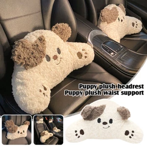 Winter Plush Car Seat Cute Dog Cartoon Headrests Pillow and Lumbar Support - Picture 1 of 22