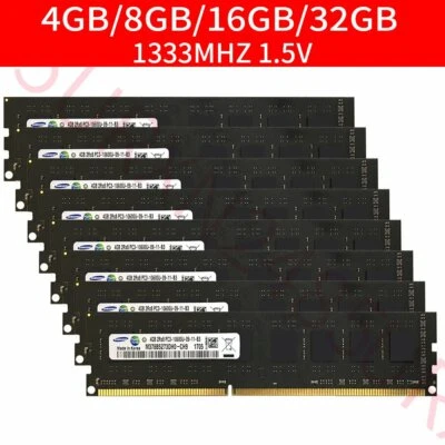 32GB 16GB 8GB 4GB 1333MHz PC3-10600U DDR3 Desktop Memory SDRAM Samsung Lot Black - Image 1 of 4