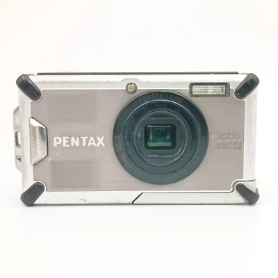 [Exc+3] PENTAX Optio W80 P Silver Digital Camera from japan - Image 1 of 4