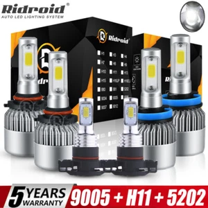 LED Headlight + Fog Light Bulbs Combo For Chevy Silverado 1500 2500HD 2007-2015 - Picture 1 of 20