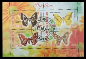 072.CHAD 2013 USED STAMP M/S BUTTERFLIES - Picture 1 of 1