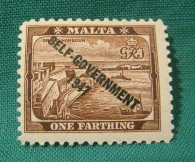 Malta-1 farthing Grand Harbor with Self Government 1947 Overprint-MNH Single - Image 1 of 2