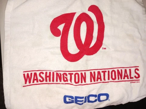 Washington Nationals Rally Towel Red And White. SGA Geico Cover