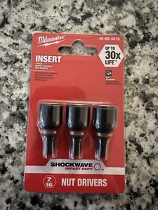 Milwaukee Shockwave 7/16 Nut Driver Inserts. Six Three Count Packs - Picture 1 of 2