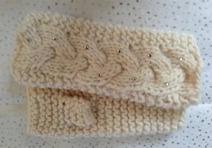 GUANTES DE CORTE SIN DEDOS JON ROCHA SEÑORA CREMA MEZCLA LANA CREMA CON DETALLE DIAMANTE - Imagen 1 de 1