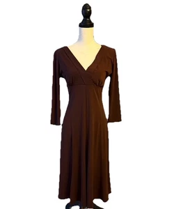 Lily | Brown Knit Dress. Criss-cross Front. Size Medium  - Picture 1 of 11