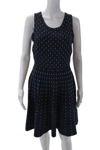 Milly Womens Stretch Knit Round Neck Sleeveless Fit + Flare Dress Navy Size M - Picture 1 of 6