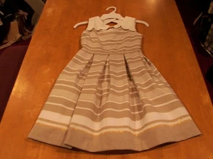 Bonnie Jean Striped Dress: Metallic Accent Stripe & Front & Back Cutaways-Sz.7 - Picture 1 of 5
