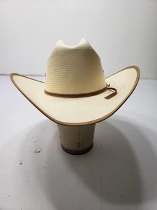 Vintage JBS XXXXXXXX Stetson Straw Hat 8B Natural Color W/ JBS Rope Pin Size 7 - Picture 1 of 9