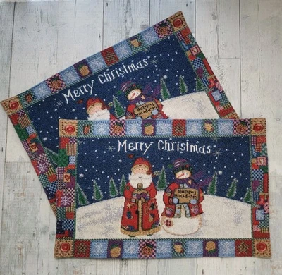 复古 90 年代挂毯风格假日圣诞桌椅(2 件套)圣诞老人雪人  — 第 1/4 张图片