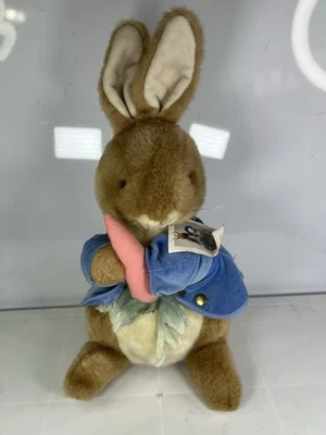 Eden Peter Rabbit 13" Plush Stuffed Animal Toy Blue Jacket Carrot Beanbag - Image 1 of 4
