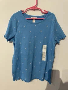 Cat & Jack Girls short sleeve shirt size L(10-12) Blue Floral NWT - Picture 1 of 3
