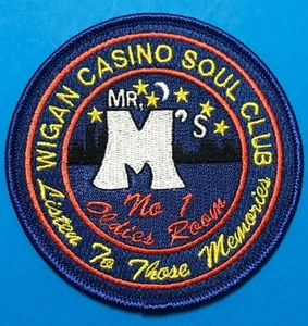 NORTHERN SOUL IRON ON PATCH - WIGAN CASINO - MR M'S NO 1. OLDIES ROOM - Picture 1 of 1