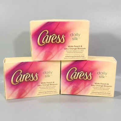 Caress красоты бар мыло ежедневно шелк белый персик шелковистый оранжевый цветок 4 унций лот из 3 - Изображение 1 из 4